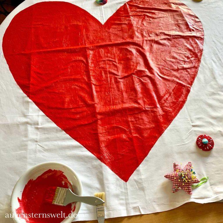 Herz Bettlaken zur Hochzeit DIY Augensterns Welt